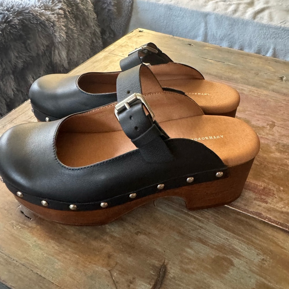 By Anthropologie wood mules like new with once - Picture 4 of 13